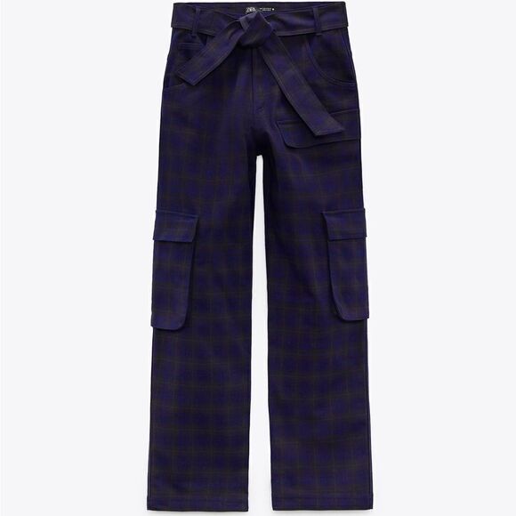 Zara PLAID CARGO PANTS - Picture 5 of 5